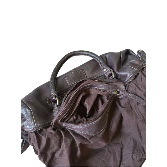 Old Trend Genuine Leather Purse Bag Brown Embroidered Shoulder Top Handles Boho - Picture 14 of 16